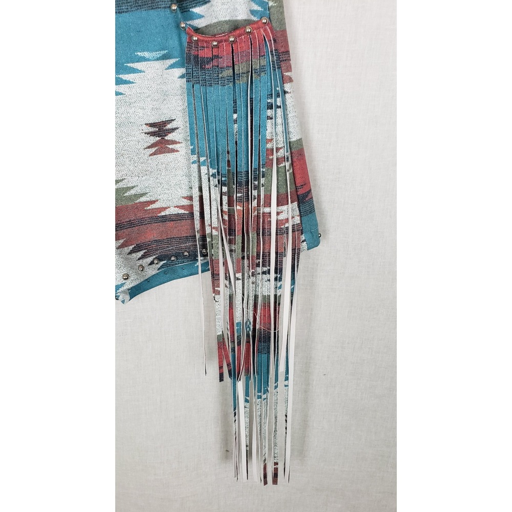 Lucky & Blessed Aztec Print Fringe Studded Shorts M Western Coachella Festival - Picture 2 of 10